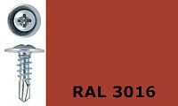 Саморез-клоп с буром 4,2х13 окрашенный, RAL 3016 (кораллово-красный)